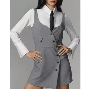 Anthropologie Re-Worked Blazer Mini Romper Dress Gray 14